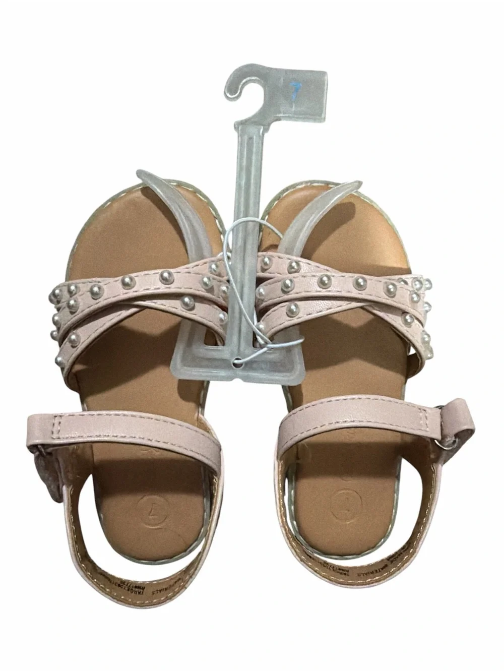 New Girls' Pink Studded Cross-Strap Sandals